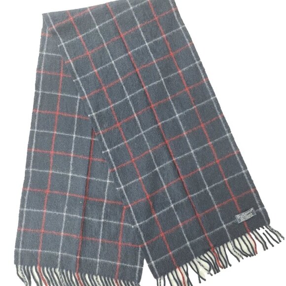 BURBERRY London Vintage Classic Nova Check Knit 100% Cashmere Black SCARF - Picture 2 of 7